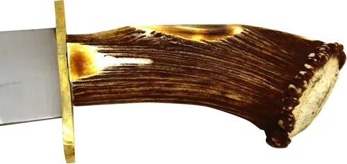 Vista 4 de Colección Montana Stag Handle Cuchillo de caza de hoja extremadamente afilada de 25 pulgadas con funda de cuero (acero al carbono)