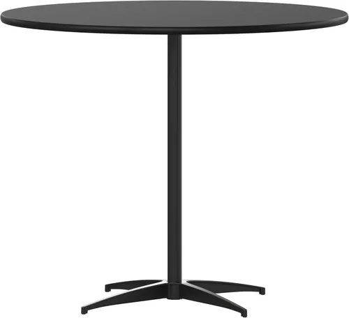 Vista 12 de Flash Furniture Lars Black - Mesa de cóctel redonda de madera de 24 pulgadas con columnas de 30 y 42 pulgadas