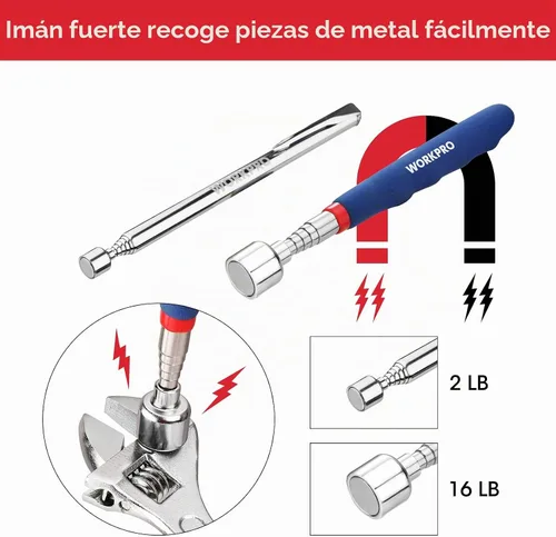 Vista 5 de WORKPRO Kit de herramientas magnético telescópico de la recogida 4PC