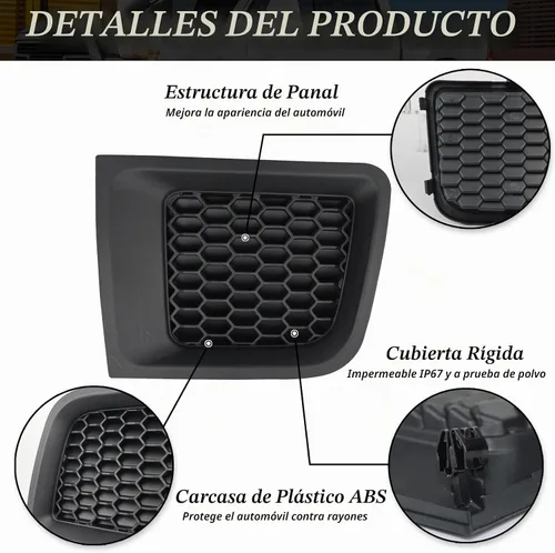 Vista 4 de 1 par de rejillas de inserción para el parachoques delantero con cubierta de bisel de reemplazo para Jeep Renegade 2015-2018 Sport Latitude