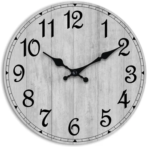 Vista 10 de Reloj de pared de 8 pulgadas, reloj analógico silencioso con pilas A-azul Blanco Marrón