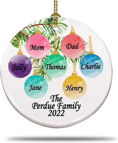 Vista 6 de Adorno personalizado para miembros de la familia, adorno de pareja 2023, adorno navideño personalizado, adorno con todos los nombres de los miembros