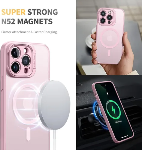 Vista 4 de Funda diseñada para iPhone 15 Pro Max, potente atracción magnética [soporte de protector de cámara] [protección contra caídas de grado militar]