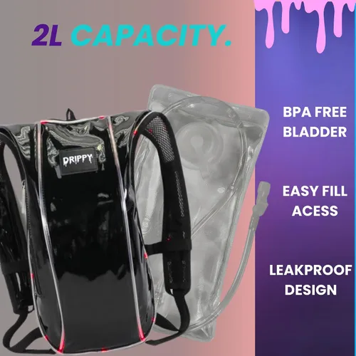 Vista 4 de LED Hydropack Rave Hydration Backpack – Festival, Hiking, & Running for Women & Men - 2 Liter Leakproof Bladder – Anti-Theft Pockets - Rave