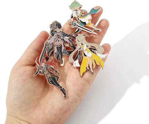 Vista 7 de Genshin Impact Pins Set Hutao, Xiao, Keqing, Beelzebul - Broches esmaltados para solapa, regalo para hombres y mujeres, accesorios de mochila