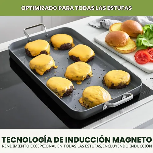 Vista 5 de GreenPan Valencia Pro - Sartén antiadherente de cerámica de doble quemador