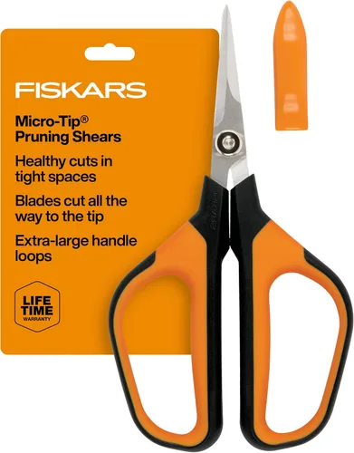 Vista 13 de Fiskars 399241-1002 Tijeras de podar con micro puntas, cuchillas antiadherentes, 2 unidades, naranja