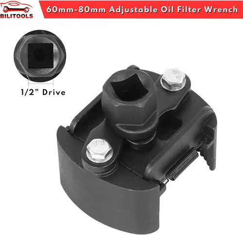Vista 6 de Bilitools Llave de filtro de aceite universal ajustable, herramienta de extracción, 60-80mm (2.36-3.15 pulgadas), 1/2" de transmisión