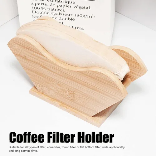 Vista 4 de Soporte de filtro de café de madera, caja de filtro de café, soporte de almacenamiento de papel de café, soporte para filtro de café y filtros