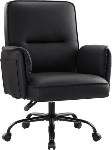 Vista 4 de IWMH Sillas de escritorio de oficina en casa, silla de oficina tapizada de piel sintética con reposabrazos de sofá, silla giratoria de altura