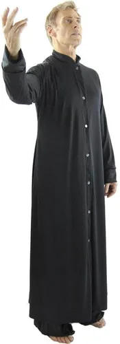 Vista 2 de Danzcue Bata de baile de adoración para hombre con cuello alto Blanco