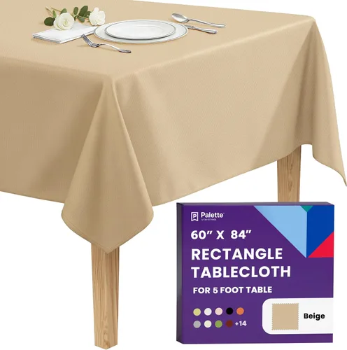 Vista 14 de Gee Di Moda - Mantel rectangular de 60 x 84 pulgadas – Mantel rectangular de poliéster lavable para mesa de 5 pies