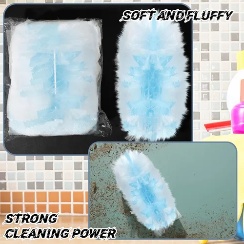 Vista 5 de Vesici 50 piezas de repuesto de plumero compatibles con Swiffer Dusters, repuesto desechable a granel grueso con 1 mango resistente para limpieza