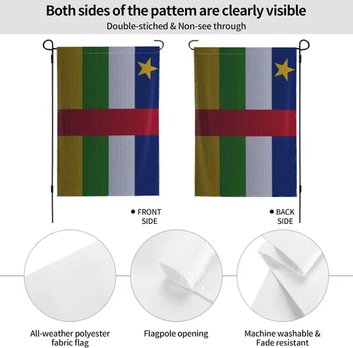 Vista 6 de Flag Of The Central African Republic Knitting Effect Garden Flag 28"x40" Inch Double Sided Garden Flags Home Lawn Outdoor Decor Flags Party Banner