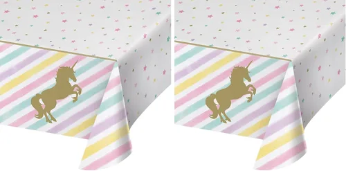 Vista 4 de Creative Converting Mantel de plástico con estampado completo, diseño de unicornio brillante, tamaño único, multicolor