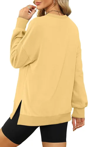 Vista 3 de XIEERDUO Sudaderas de gran tamaño para mujer, estilo casual, cuello redondo, manga larga, cómodas