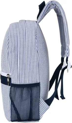 Vista 3 de Mochila ligera para niños pequeños, mochila preescolar de sirsaca para niños, bonita mochila plisada para jardín de infantes, pequeña, marino