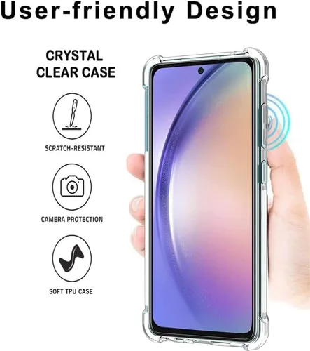 Vista 4 de Funda transparente compatible con Samsung Galaxy A54 5G Samsung Galaxy A54 5G Case, Shock-Absorption Flexible Clear TPU Rubber Protective Cell