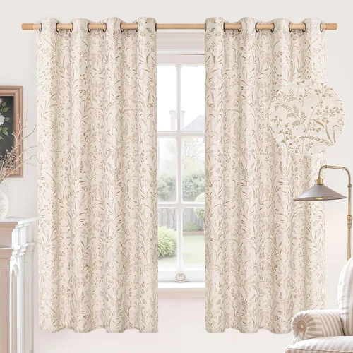 Vista 28 de BGment Cortinas de lino beige para dormitorio de 63 pulgadas de largo, cortinas de ventana con ojales y ojales para ventana de sala de estar, 2
