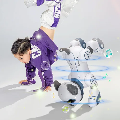 Vista 6 de Perro Robot de Juguete con Control Remoto: Perro Robótico Programable para Niños, Perro Robot Interactivo Inteligente, Mascota Robot que Baila