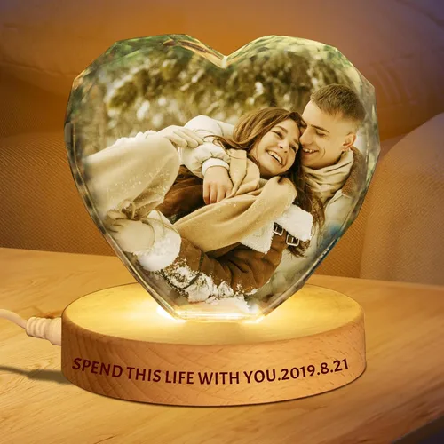 Vista 8 de Regalo de foto de cristal 3D personalizada – Imagen personalizada para el Día del Padre, cumpleaños, aniversario – Recuerdo para papá, parejas