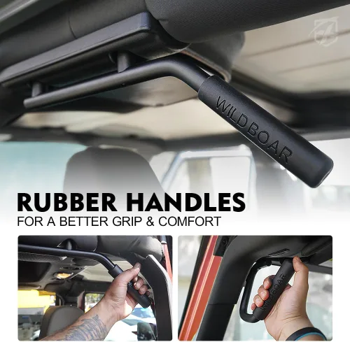 Vista 3 de Xprite Kit de 4 piezas de asas de agarre de aluminio delanteras y traseras, asas de barra de protección resistentes compatibles con 2007-2018 Jeep