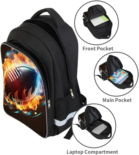 Vista 2 de Mochila de fútbol para la escuela, genial para niños adolescentes, A