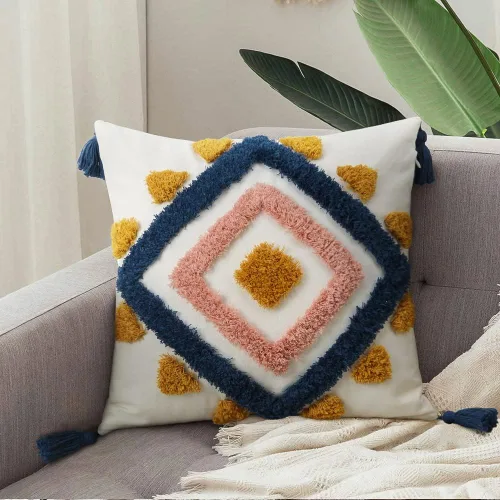 Vista 6 de Merrycolor - Fundas de almohada boho geométricas modernas con diamantes, almohadas decorativas boho, fundas de almohada de estilo arrojado y suaves