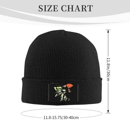 Vista 3 de Anime Angels-of-Death Print Knitted Hat Warm Soft Stylish Durable for Autumn and Winter for Men Women Knitted Caps Black