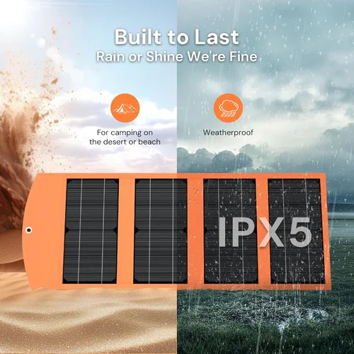 Vista 7 de Cargador de panel solar portátil de 30 W con salidas USB y tipo C (5 V/3 A máximo) para teléfonos, bancos de energía, tabletas, carga rápida 2