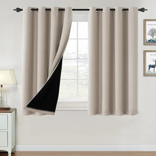Vista 40 de H.VERSAILTEX Cortinas 100% de opacidad para dormitorio, con aislamiento térmico, cortinas opacas de 63 pulgadas de largo, cortinas de bloqueo