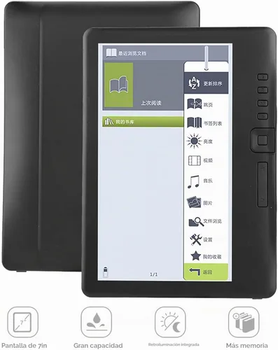 Vista 3 de Lector de libros electrónicos, lector de libros electrónicos TFT LCD de 7 pulgadas, dispositivo digital impermeable de mano con funciones multimedia