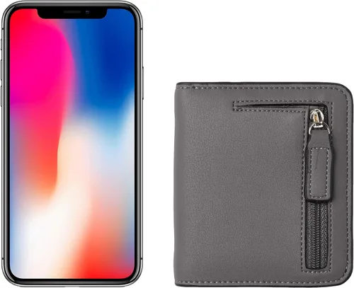 Vista 6 de Toughergun - Cartera de cuero genuino de lujo para mujer con cierre Rfid y ventana de identificación