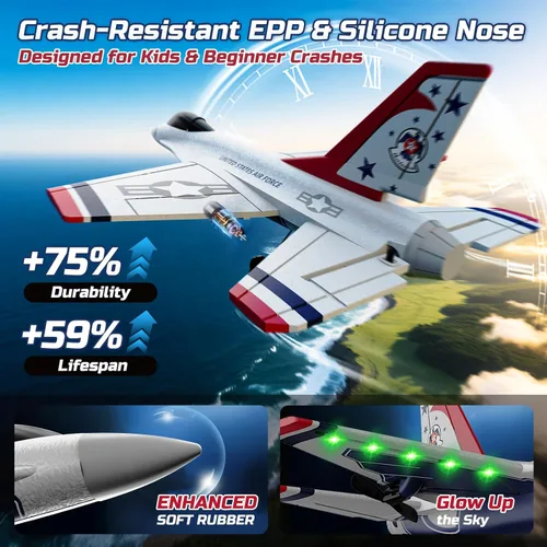Vista 3 de DEERC F16 Thunderbirds RC Plane,3CH Remote Control Airplane Fighter Toys