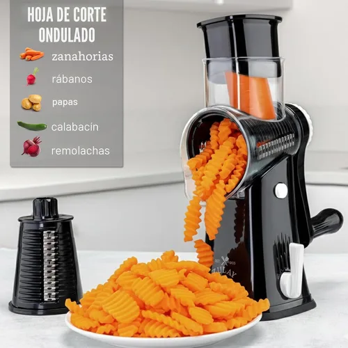 Vista 4 de Zulay Kitchen Rallador Rotativo de Queso de 5 Cuchillas Rallador de Queso - Rallador de Queso Manual de Manivela con Succión Reforzada y 5 Tambores