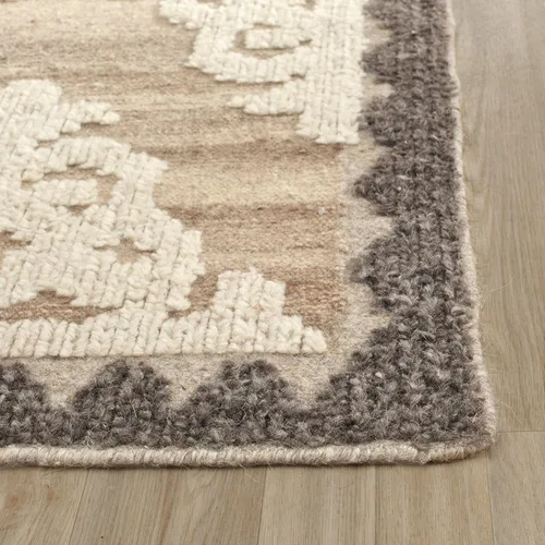 Vista 5 de SAFAVIEH Kenya Collection - Alfombra decorativa de 2 x 3 pies, marrón y carbón, lana tribal anudada a mano, ideal para zonas de alto tráfico