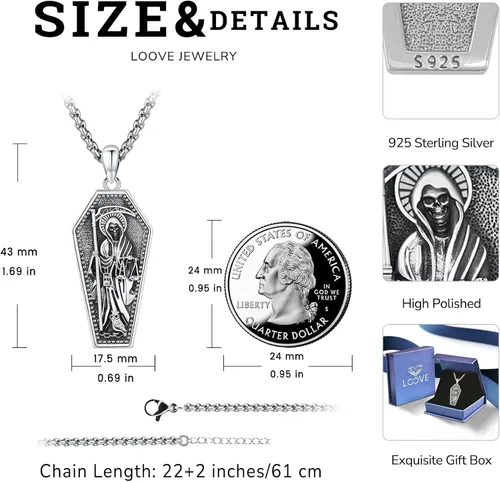 Vista 178 de Collar de pentagrama de plata de ley con triple luna, diosa celta, nudo celta, nudo de brujas, Ankh, sol y luna, Hécate, lilith, Santa Muerte