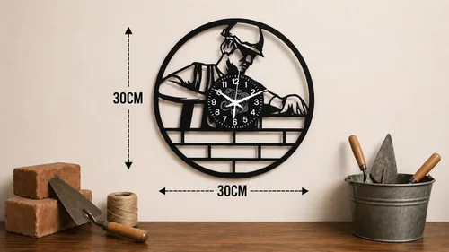 Vista 3 de Herramientas de trabajo de reloj de pared Diseño para constructores Decoración de taller