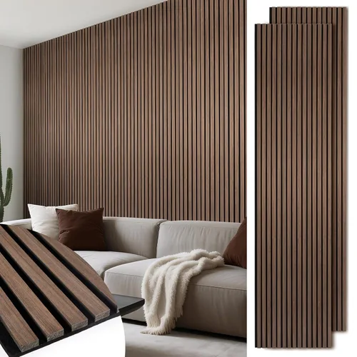 Vista 12 de Paneles de listones de madera acústica, paneles de pared de madera insonorizados, panel acanalado 3D para decoración de pared interior, sala
