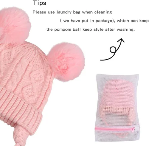 Vista 7 de JANGANNSA Lindo gorro de punto para niños y niñas, gorro de invierno cálido con orejera, gorro para bebé
