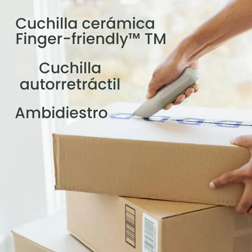 Vista 5 de Cuchillo utilitario con mango de metal, hoja de cerámica amigable con los dedos, se retrae automáticamente para mayor seguridad, mango de metal La