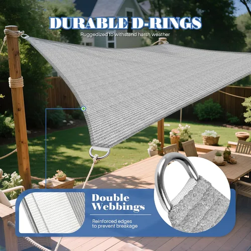 Vista 4 de ECOOPTS Toldo Vela Rectangular de 2'x2' Cubierta de Dosel para Patio Exterior Pérgola Jardín Trasero Tela HDPE 180GSM 95% Bloqueo UV (Gris)