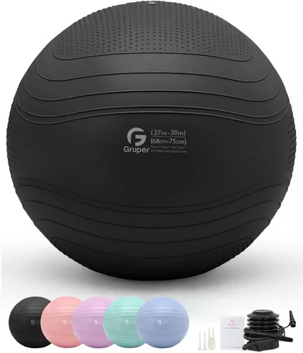 Vista 10 de Gruper Pelota de yoga, pelota de ejercicio extra gruesa para entrenamiento y estabilidad durante el embarazo, 4 tamaños, pelota de equilibrio