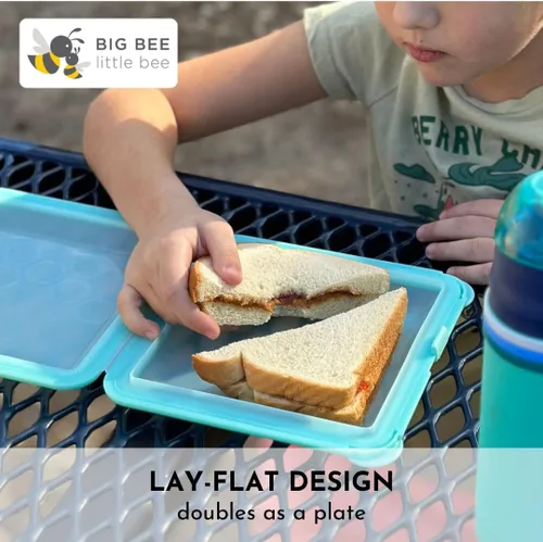 Vista 11 de Big Bee, Little Bee - SoftShell Contenedor de silicona reutilizable para almacenamiento de alimentos con tapa de concha conectada, fácil de limpiar