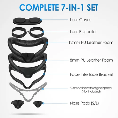 Vista 5 de SUPERUS Correa para la cabeza e interfaz facial (kit 7 en 1) para OculusMeta Quest 2, accesorios de realidad virtual compatibles con Quest 2
