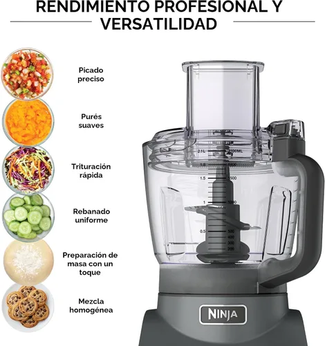 Vista 2 de Ninja procesador de alimentos, Professional Plus, 1000 vatios de potencia pico, 4 funciones para picar, cortar, purés y masa con recipiente