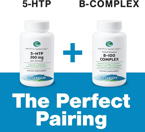 Vista 3 de Earth's Splendor Suplemento 5-HTP para hombres y mujeres, sin conservantes artificiales, color o sabor, sin OMG, 100 mg