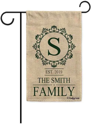 Vista 19 de Welcome Style Initial Garden Flag Snowflake Decor Customized Your Last Name 12.5X18 Inch Print Double Sided