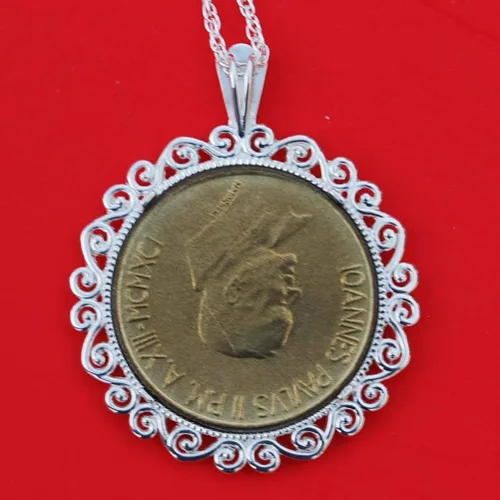Vista 4 de 1991 Vaticano 200 Liras BU Moneda No Circulada 925 Collar NUEVO