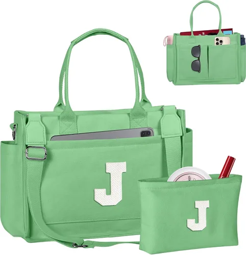 Vista 59 de Easter Basket Stuffers, Initial Tote Bag with Makeup Bag, Birthday Gifts for Women, Teen Girl Gifts Trendy Stuff